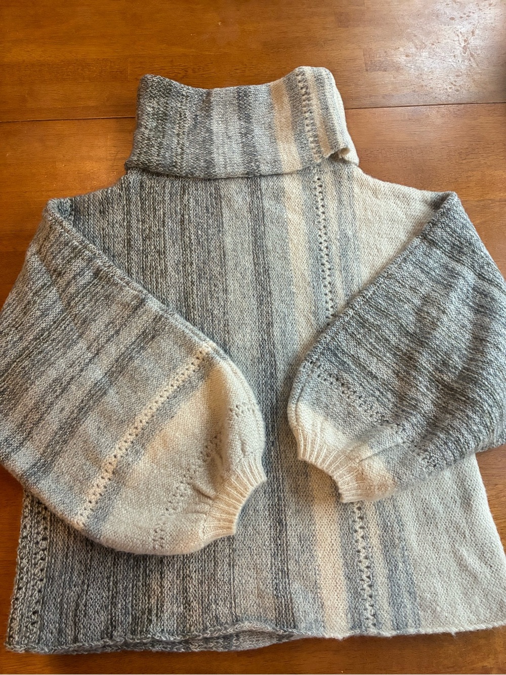 FATE Mohair Alpaca Blend Ombré Turtleneck Sweater Gray Ivory Size S
